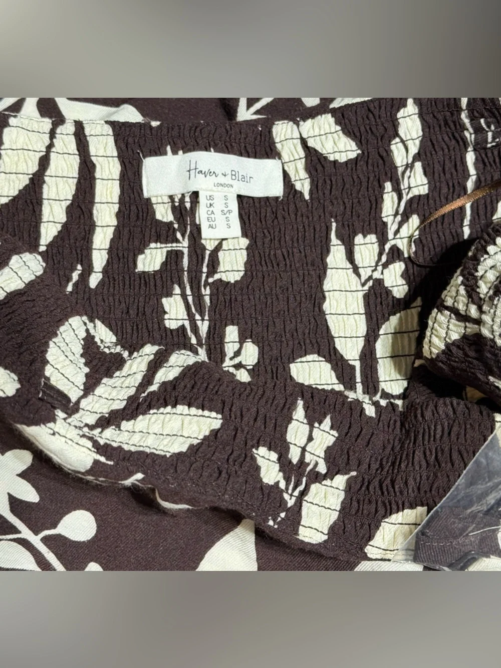 Haver + Blair London 3 In 1 Brown Floral tropical Skirt Mini Dress & Top Sz S - Picture 2 of 4